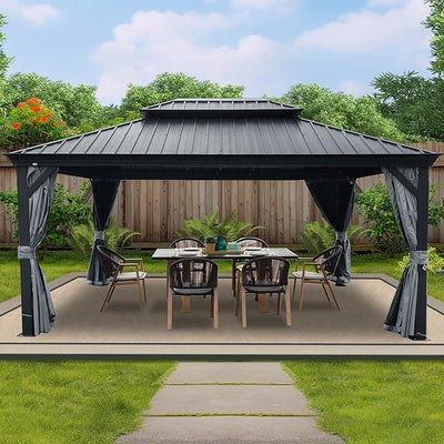 The Kozyard Alexander 12' x 16' Hardtop Permanent Aluminum Metal Gazebo
