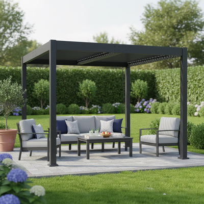 Scott Living Byron Outdoor Pergola with Adjustable Louvered Roof