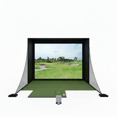 Golf Simulator Enclosure with Aluminum Frame, 4:3 Impact Screen and Protective Netting