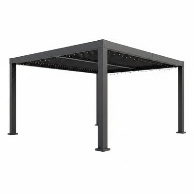 Louvered Pergola Outdoor Patio Gazebo with Adjustable Roof and Aluminum Frame