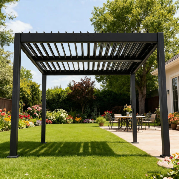Scott Living Byron Outdoor Pergola with Adjustable Louvered Roof