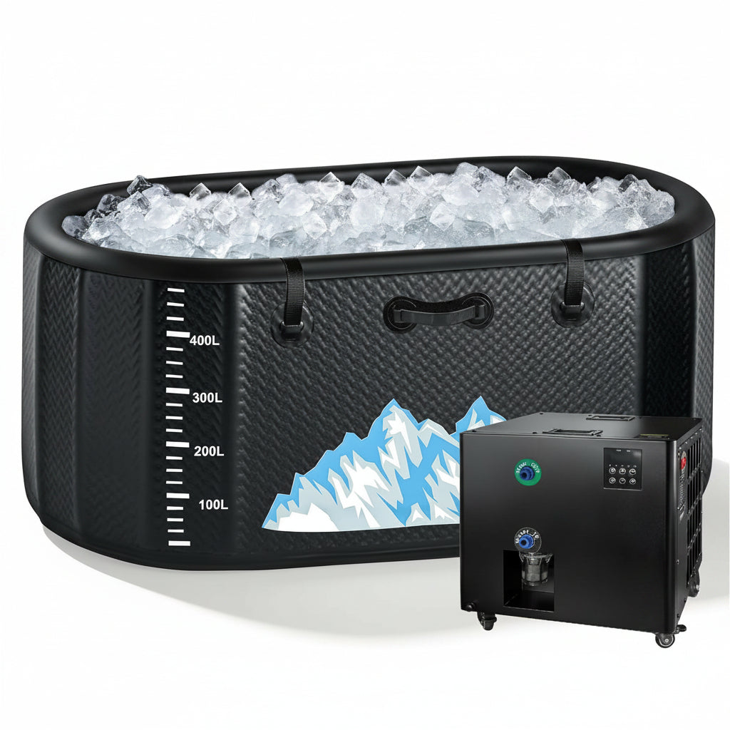 Cold Plunge Tub, 248 Gallon, 1 Horsepower, Heavy-Duty Ice Bath Tub for Athletes with Hot & Cold, Portable Inflatable Plunge Chiller with Water Treatment Kit, Immersion Therapy, Wifi (Black, 1 Set)
