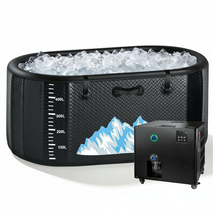 Cold Plunge Tub, 248 Gallon, 1 Horsepower, Heavy-Duty Ice Bath Tub for Athletes with Hot & Cold, Portable Inflatable Plunge Chiller with Water Treatment Kit, Immersion Therapy, Wifi (Black, 1 Set)