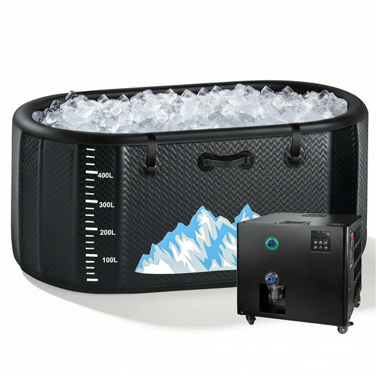 Cold Plunge Tub, 248 Gallon, 1 Horsepower, Heavy-Duty Ice Bath Tub for Athletes with Hot & Cold, Portable Inflatable Plunge Chiller with Water Treatment Kit, Immersion Therapy, Wifi (Black, 1 Set)