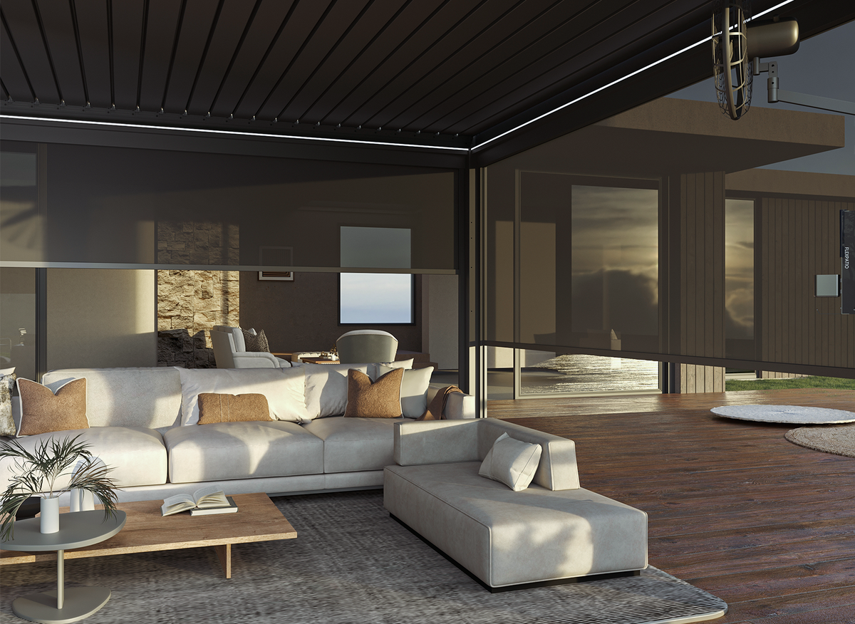 Motorized Roller Shades with 8% Openness Mesh Fabric