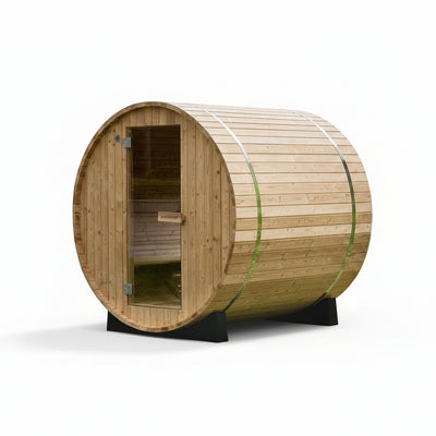 WOODBRIDGE 2-Person Thermo Pine Outdoor Barrel Sauna with 4.5kW Electric Heater