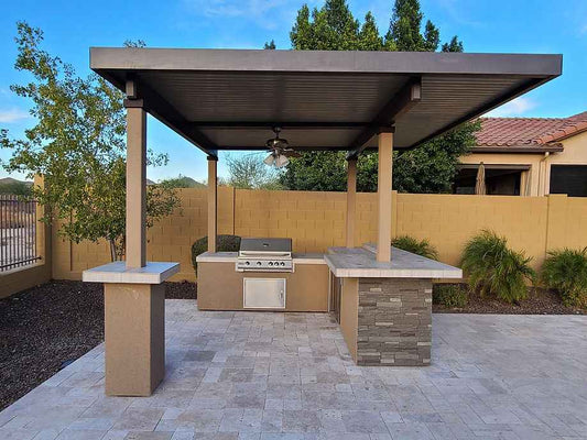 KoKoMo Outdoor Kitchen BBQ Island with 12' x 12' Pergola