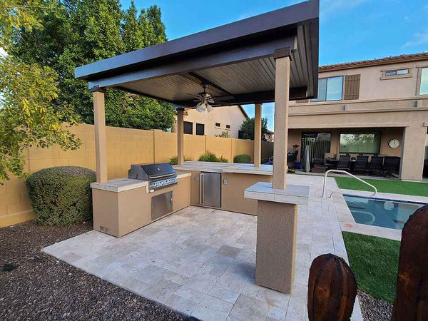 KoKoMo Outdoor Kitchen BBQ Island with 12' x 12' Pergola