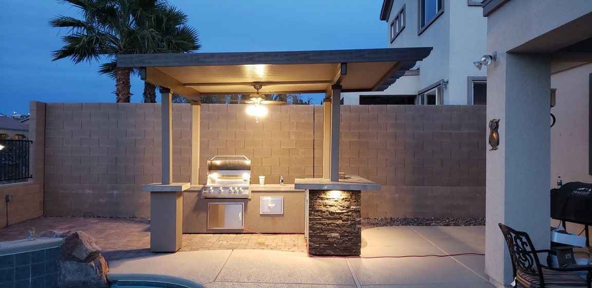 KoKoMo Outdoor Kitchen BBQ Island with 12' x 12' Pergola