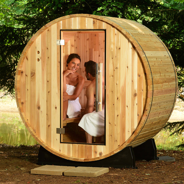 Almost Heaven Saunas Duet 2-Person Outdoor Barrel Sauna with 6.0kW Heater