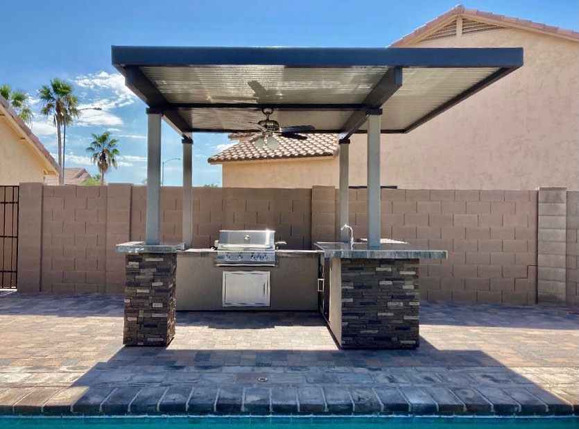KoKoMo Outdoor Kitchen BBQ Island with 12' x 12' Pergola