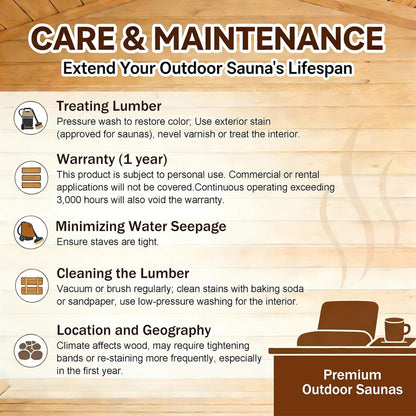 Barcelona 4-Person Cedar Wood Vertical Barrel Sauna with 6KW Heater