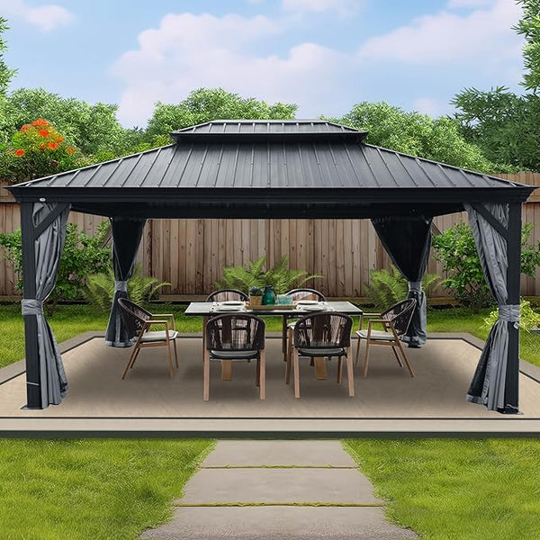The Kozyard Alexander 12' x 16' Hardtop Permanent Aluminum Metal Gazebo