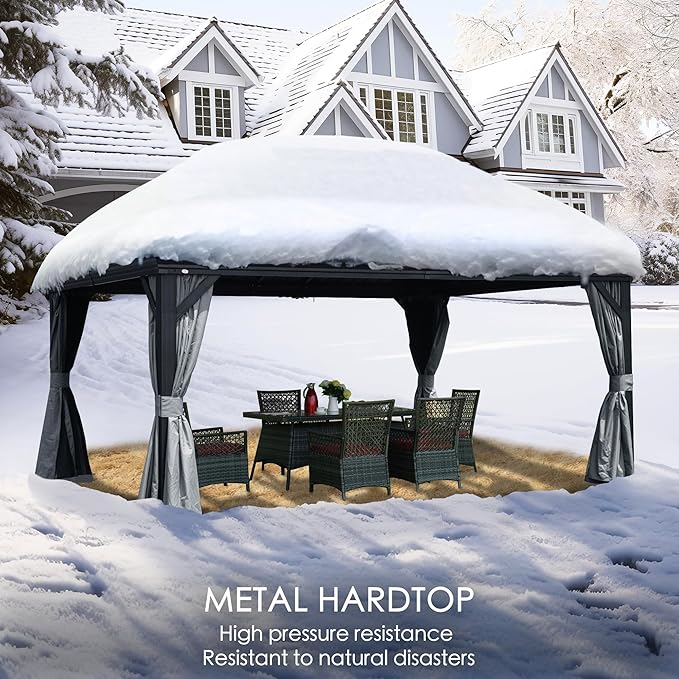 The Kozyard Alexander 12' x 16' Hardtop Permanent Aluminum Metal Gazebo