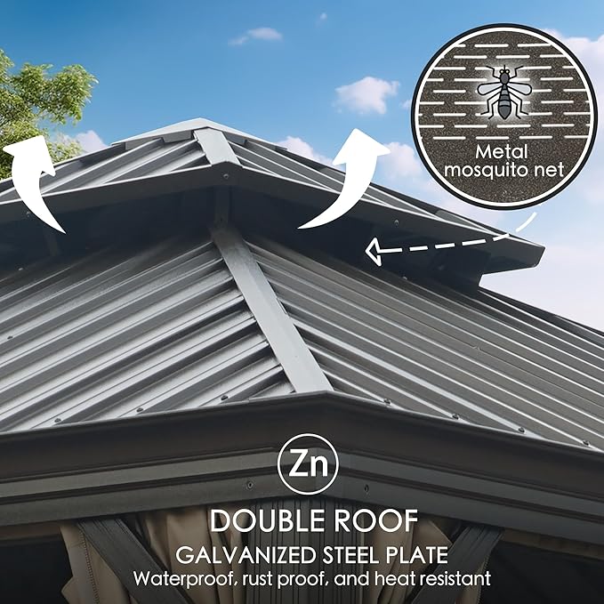 The Kozyard Alexander 12' x 16' Hardtop Permanent Aluminum Metal Gazebo