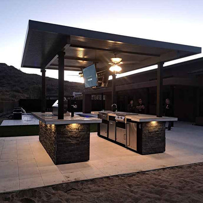 KoKoMo Outdoor Kitchen BBQ Island with Dual TVs