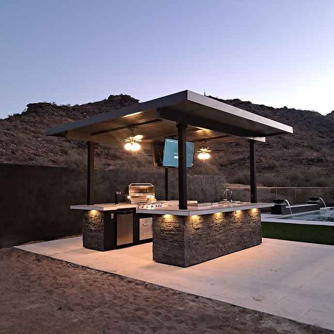 KoKoMo Outdoor Kitchen BBQ Island with Dual TVs
