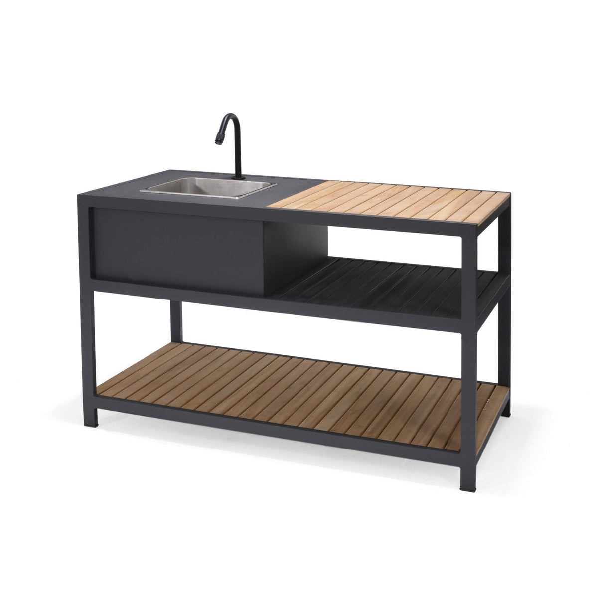 Amber Outdoor Kitchen with Stainless Steel Sink and Teak