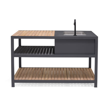 Amber Outdoor Kitchen with Stainless Steel Sink and Teak