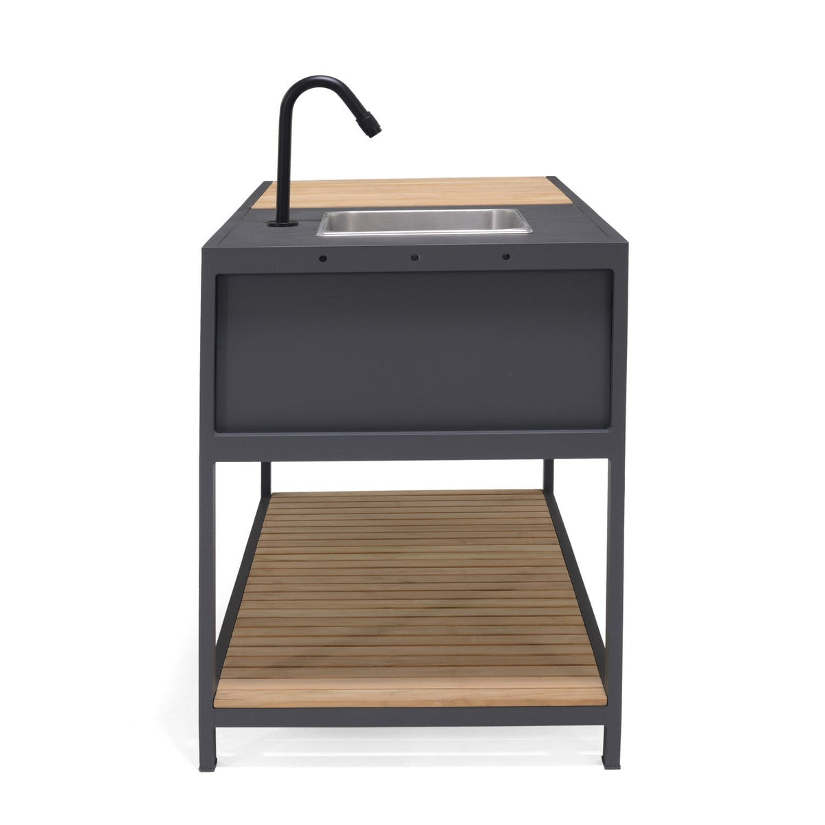 Amber Outdoor Kitchen with Stainless Steel Sink and Teak
