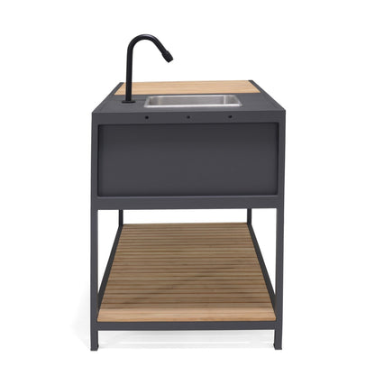 Amber Outdoor Kitchen with Stainless Steel Sink and Teak