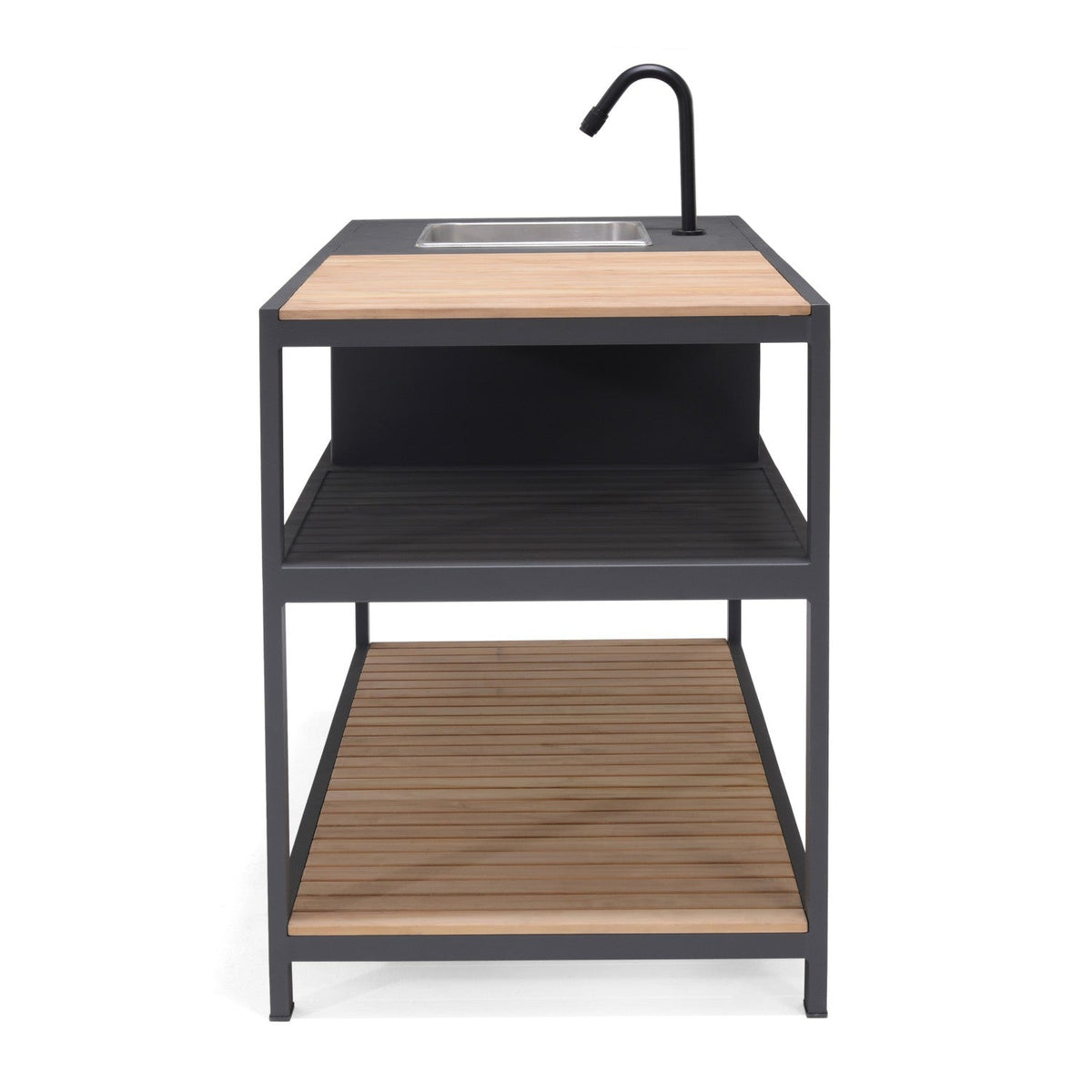 Amber Outdoor Kitchen with Stainless Steel Sink and Teak