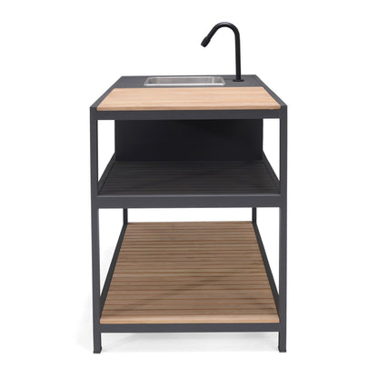 Amber Outdoor Kitchen with Stainless Steel Sink and Teak