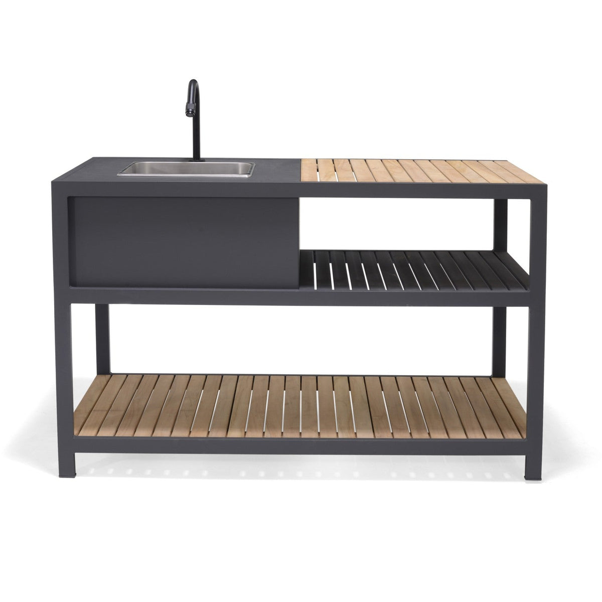 Amber Outdoor Kitchen with Stainless Steel Sink and Teak