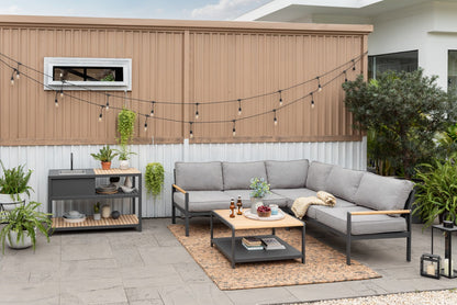 Amber Outdoor Kitchen with Stainless Steel Sink and Teak
