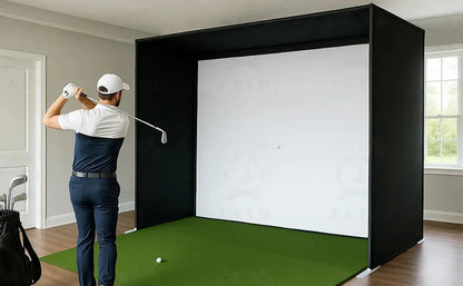 Golf Simulator Enclosure with Impact Screen, Aluminum Frame &amp; Hitting Net