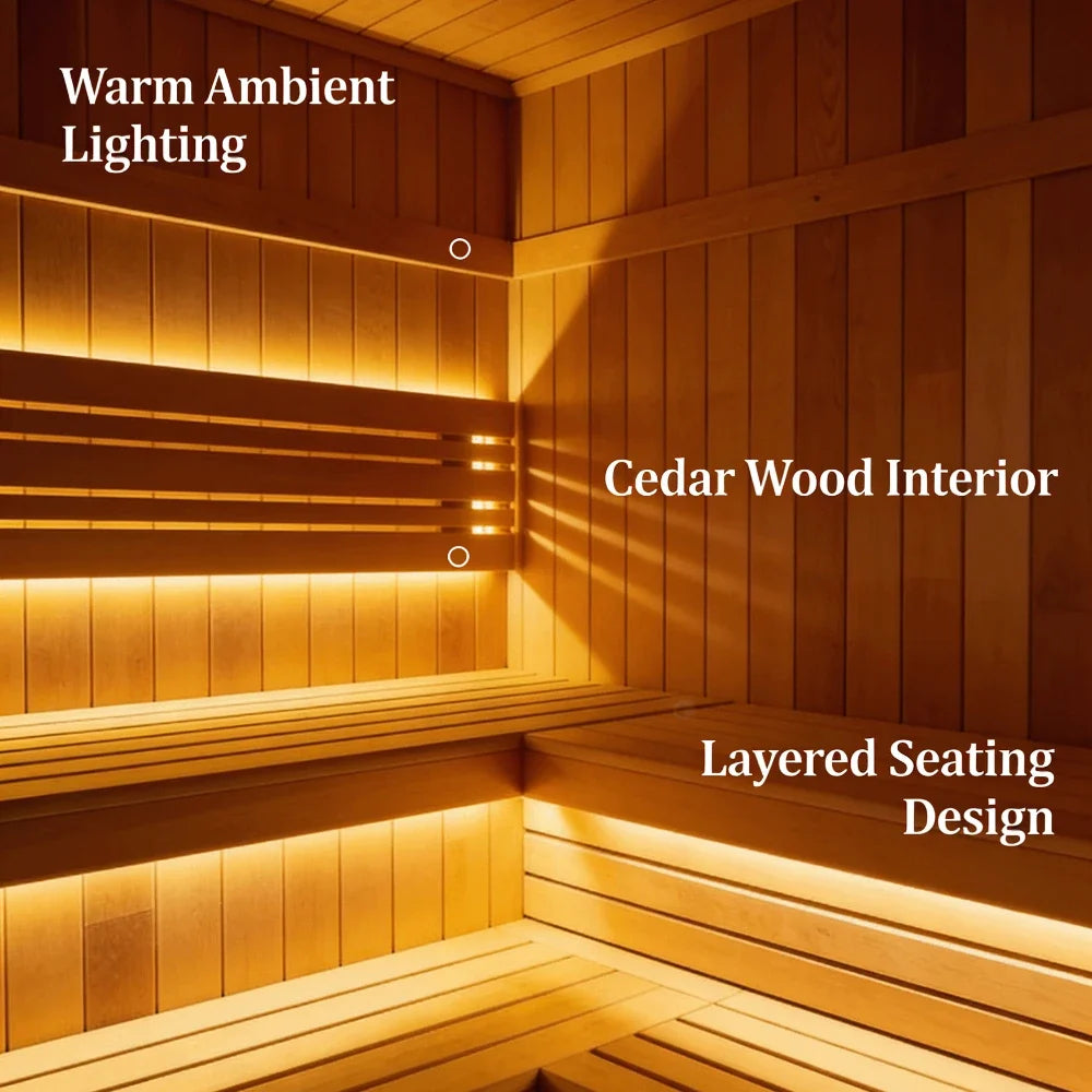 Panoramic Outdoor Cedar Barrel Sauna with Curved Glass Front