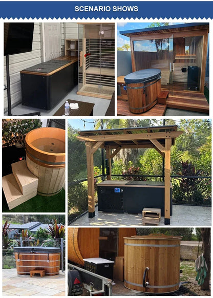 Cedar Cold Plunge Tub with 1.5HP Chiller
