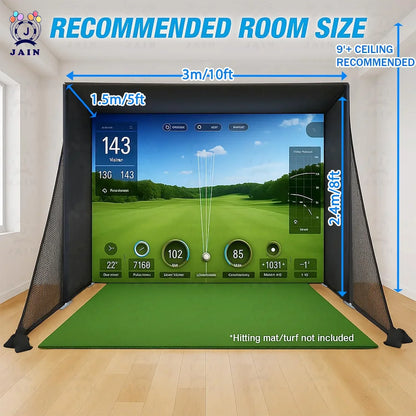 Golf Simulator Enclosure with Impact Screen, Aluminum Frame &amp; Hitting Net