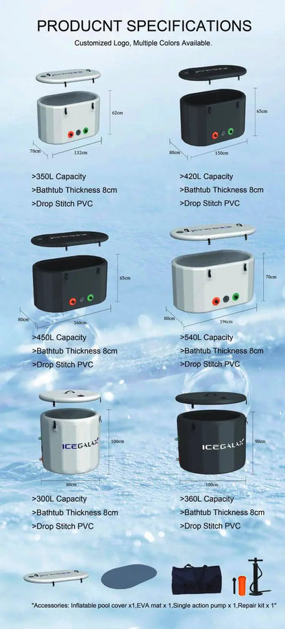 Icegalax Cold Plunge System Inflatable Ice Bath Tub with Water Chiller