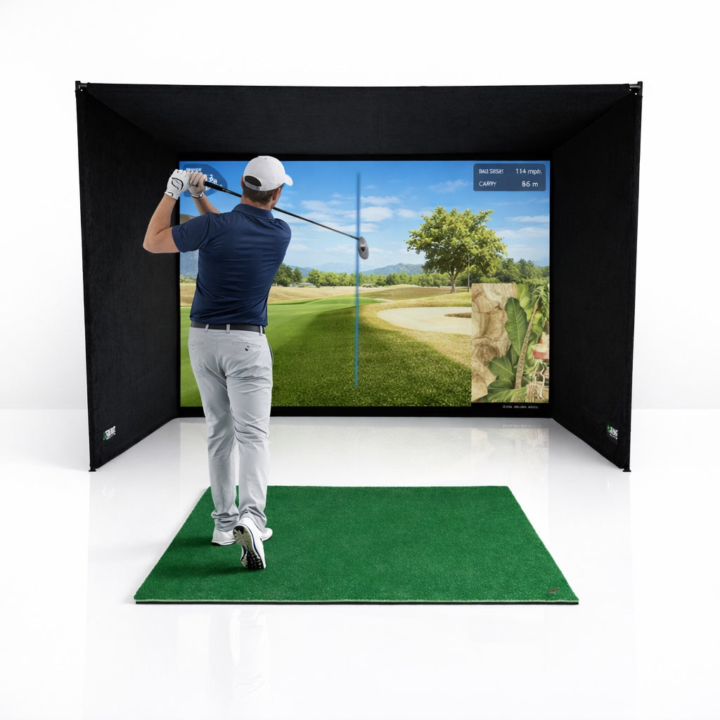 GolfBays SimBox Golf Simulator Enclosure with HD Impact Screen