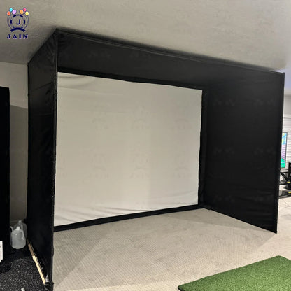 Golf Simulator Enclosure with Impact Screen, Aluminum Frame &amp; Hitting Net