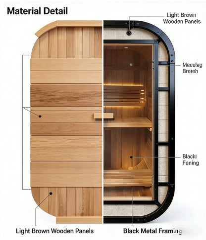 Panoramic Outdoor Cedar Barrel Sauna with Curved Glass Front
