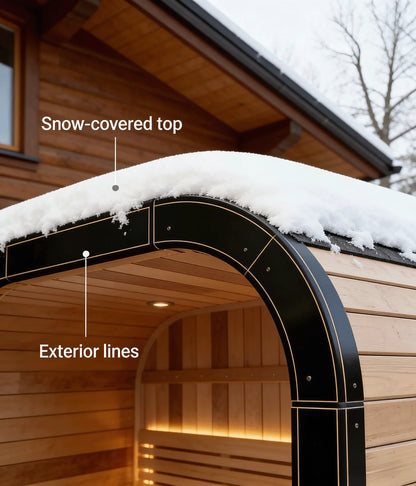 Panoramic Outdoor Cedar Barrel Sauna with Curved Glass Front