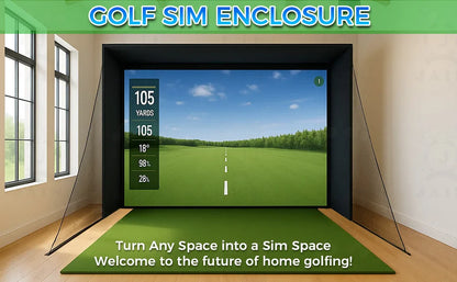 Golf Simulator Enclosure with Impact Screen, Aluminum Frame &amp; Hitting Net