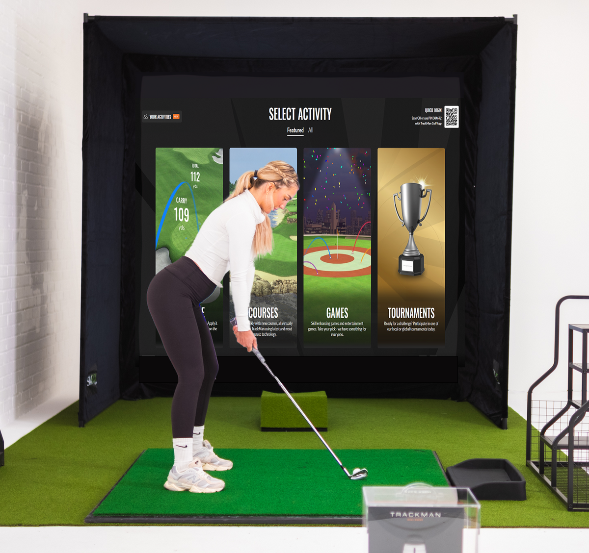 GolfBays SimBox Golf Simulator Enclosure with HD Impact Screen