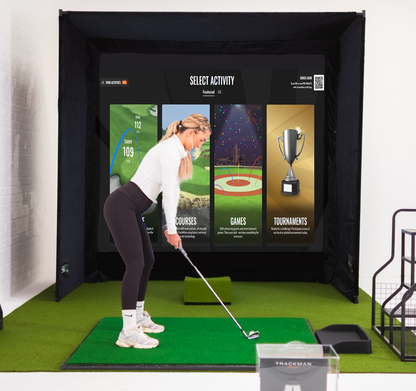 GolfBays SimBox Golf Simulator Enclosure with HD Impact Screen