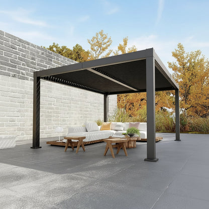 All-Aluminum Louvered Pergola 12 Ft X 16 Ft, Outdoor Pergola with Adjustable Louvered Roof, Reinforced Aluminum Frame, Integrated Drainage System, Hardtop Gazebo for Patio, Deck, Gray — product view 7