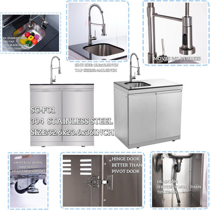 BBQ Island Outdoor Kitchen Kits, 4-Burner 72000 BTU Stainless Steel Modular 98 Inch Natural Gas Outdoor Kitchen Bar Barbecue Island Grill with Refrigerator and Sink for Patio Backyard — product view 3