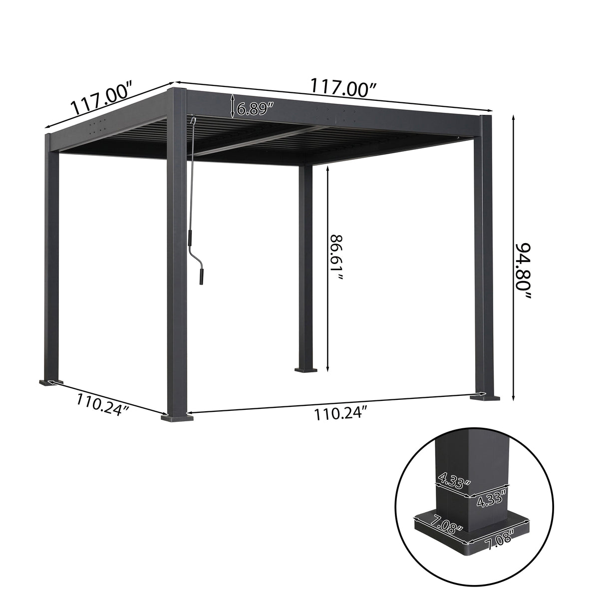 Scott Living Byron Outdoor Pergola with Adjustable Louvered Roof