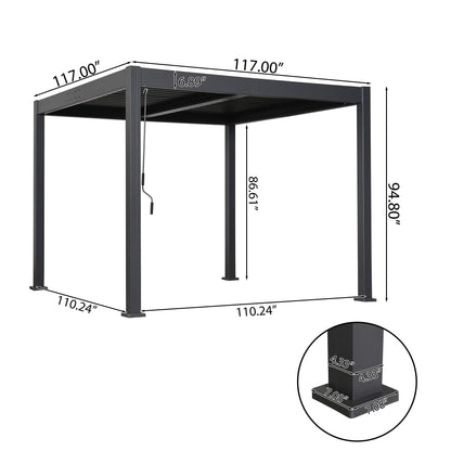 Scott Living Byron Outdoor Pergola with Adjustable Louvered Roof