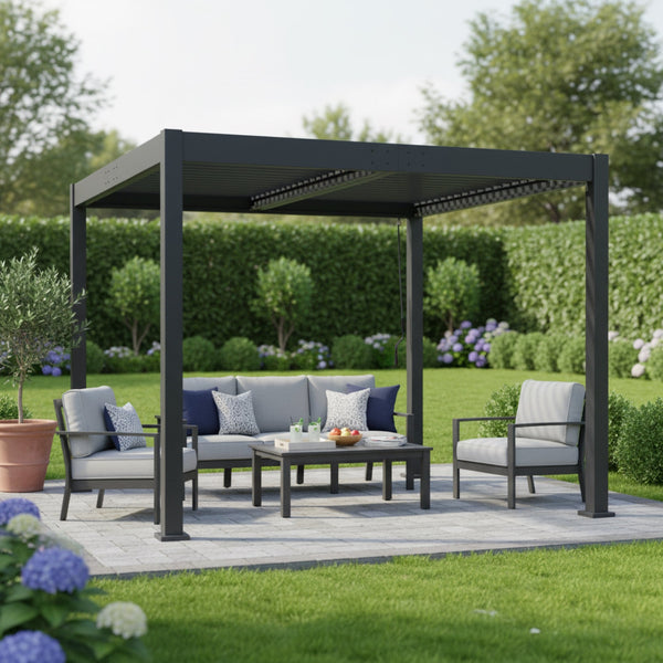 Scott Living Byron Outdoor Pergola with Adjustable Louvered Roof
