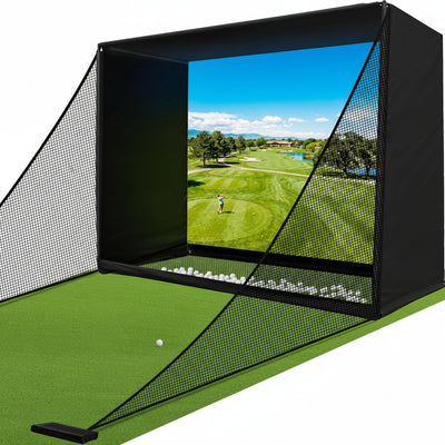 10 x 8 FT Golf Simulator Enclosure with HD Impact Screen and Side Nets