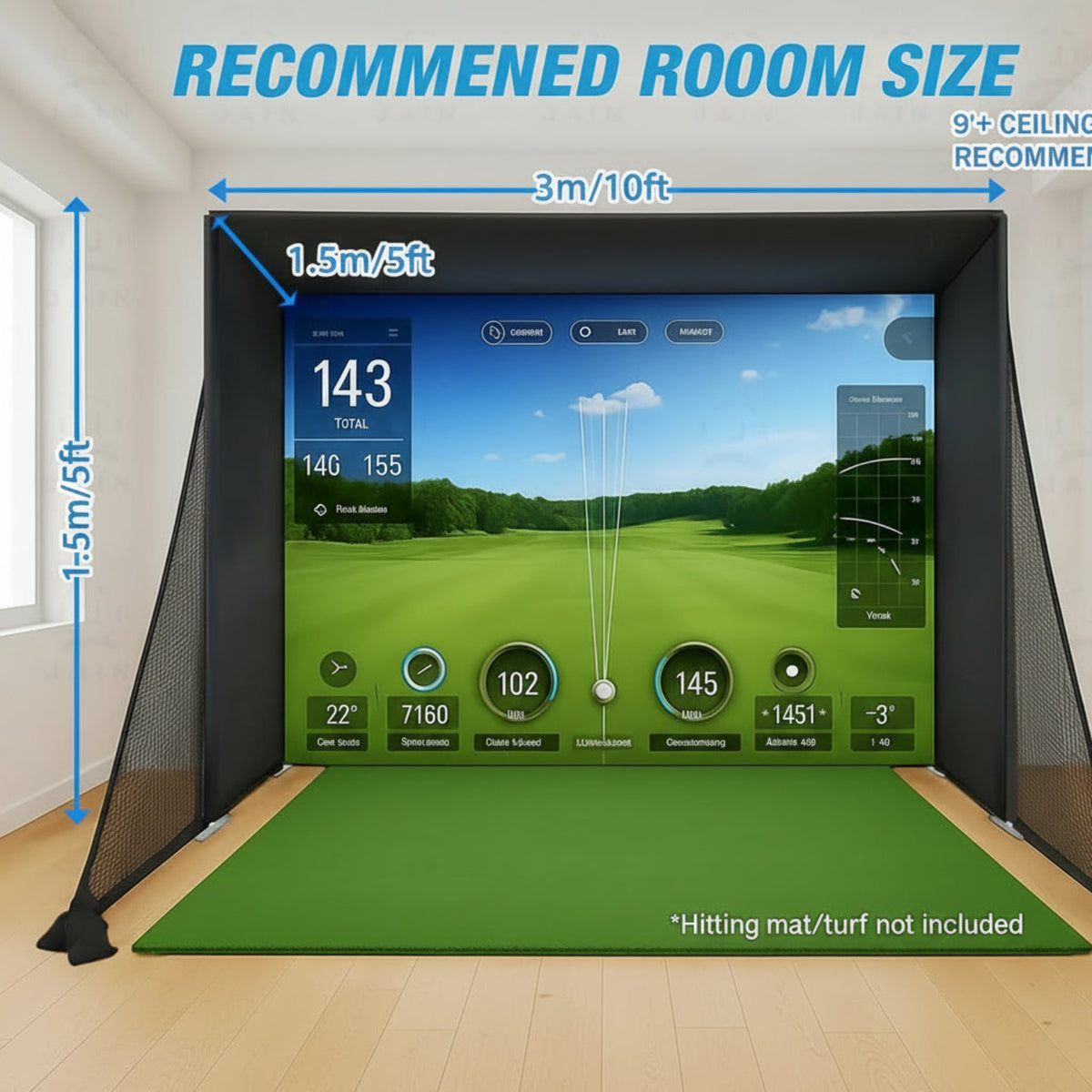 Golf Simulator Enclosure with Impact Screen Aluminum Frame and Hitting Net Enclosed Display Screen for for Indoor Golf Training — product view 10