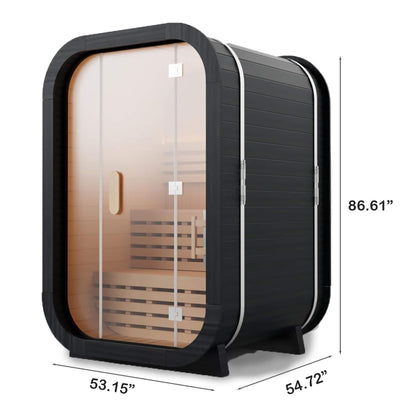 Lund 2-Person Outdoor Spruce Wood Cube Sauna Kit with 4.5KW Electric Stove