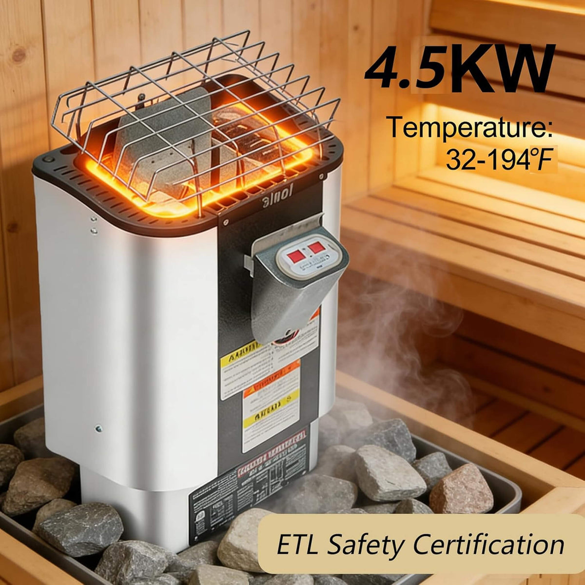 Lund 2-Person Outdoor Spruce Wood Cube Sauna Kit with 4.5KW Electric Stove